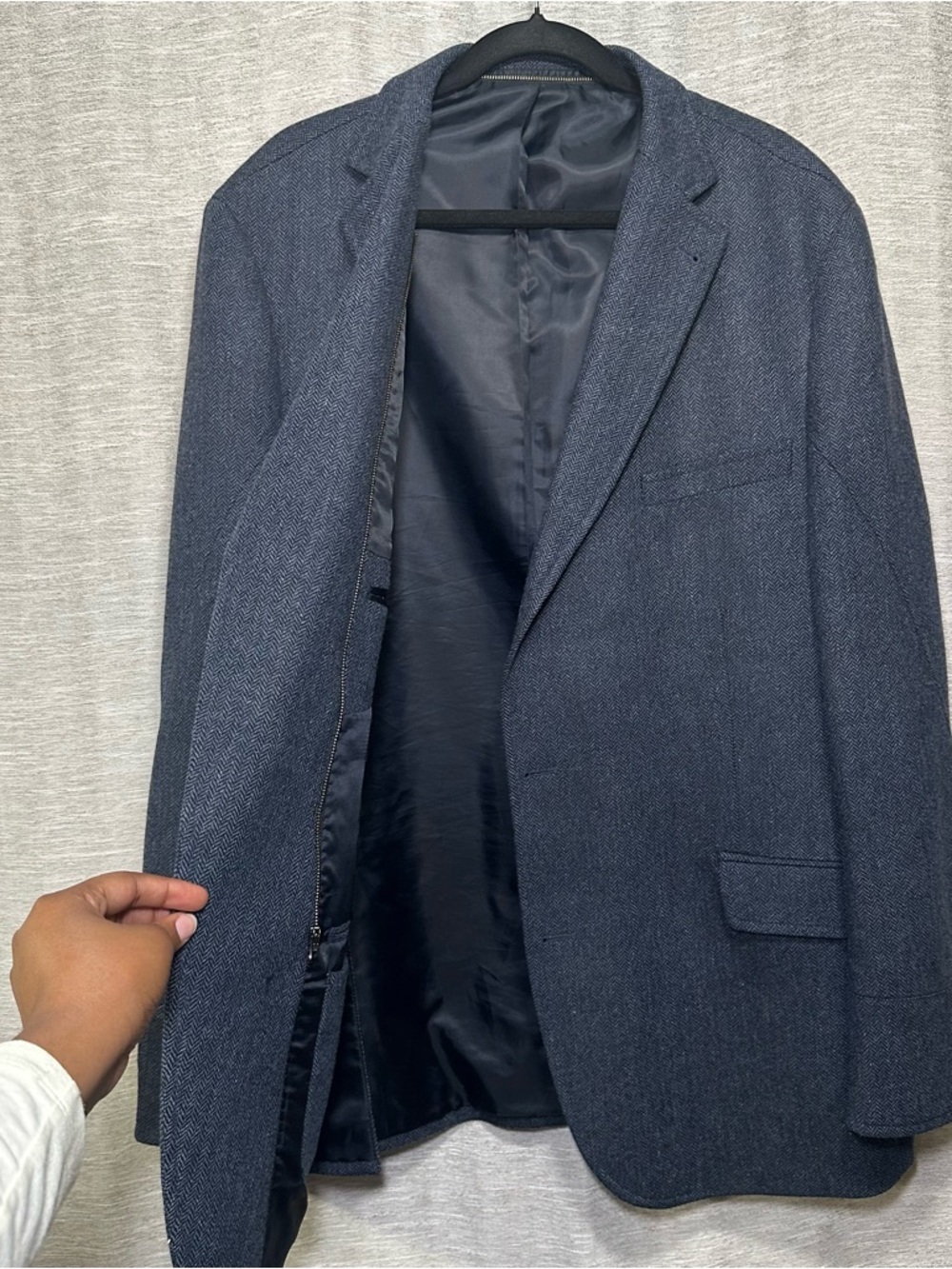 Quintessential Rizzo Blue Herringbone Wool Cashmere Sport Coat Blazer Men’s 48L - Picture 5 of 13